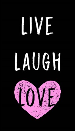 Framed Live Laugh Love - Black with Pink Heart Print