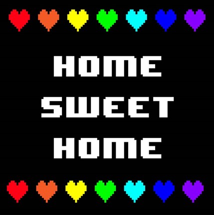 Framed Home Sweet Home -  Black with Pixel Hearts Print