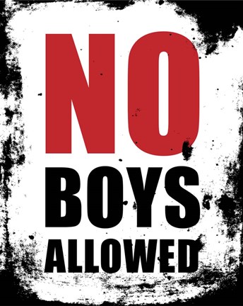 Framed No Boys Allowed - White Grunge Print