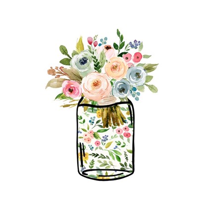 Framed Mason Jar Bouquet Print