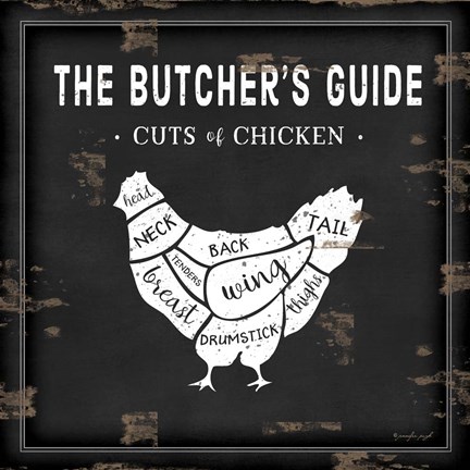 Framed Butcher's Guide Chicken Print