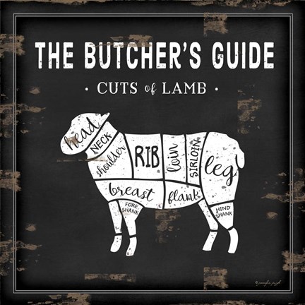 Framed Butcher's Guide Lamb Print