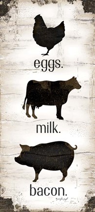 Framed Farmhouse Eggs - Milk - Bacon Print