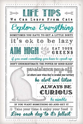 Framed Life Tips - Cats Print