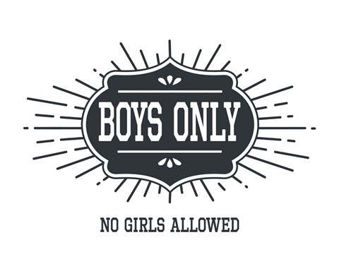 Framed Boys Only Sunburst White Background Print