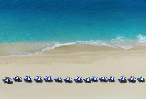 Framed Row of Beach Umbrellas Print