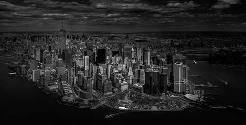 Framed Manhattan - Bird&#39;s Eye View Print