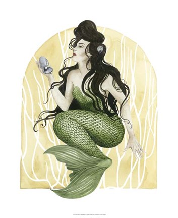 Framed Deco Mermaid I Print