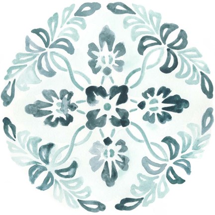 Framed Aqua Medallions II Print