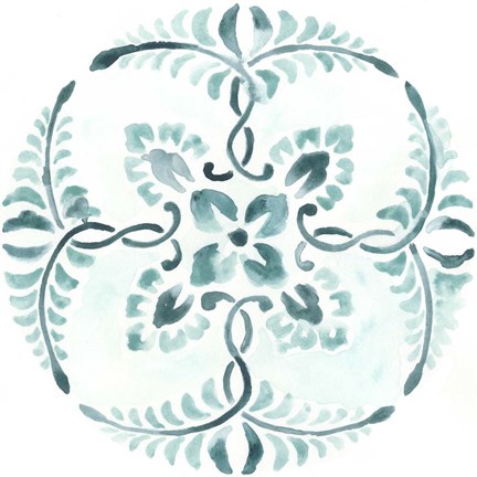 Framed Aqua Medallions VI Print