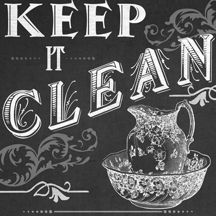 Framed Chalkboard Bath Signs IV Print