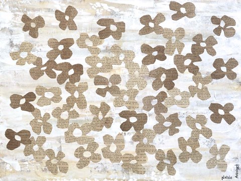 Framed Stenciled Posies I Print