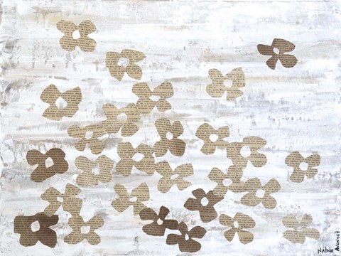 Framed Stenciled Posies II Print