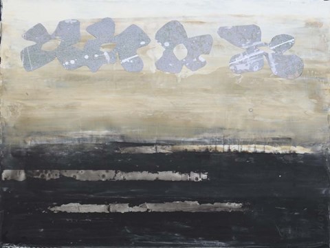 Framed Stenciled Posies VI Print