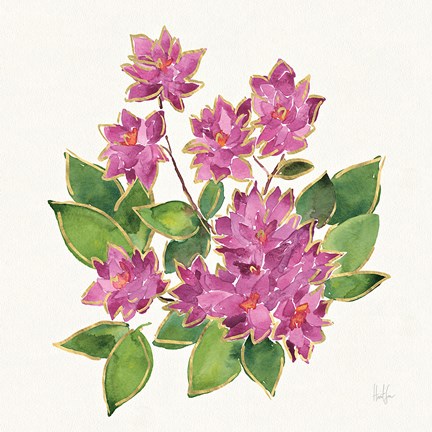 Framed Tropical Fun Flowers IV with Gold Print