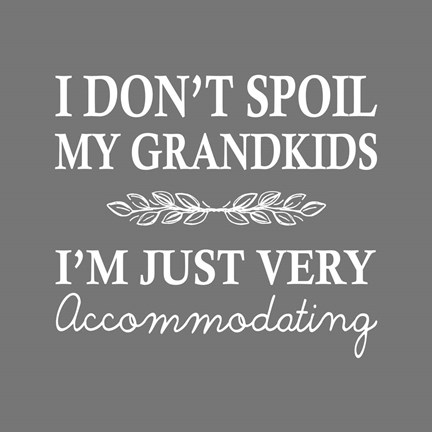 Framed I Don't Spoil My Grandkids Leaf Design Gray Print