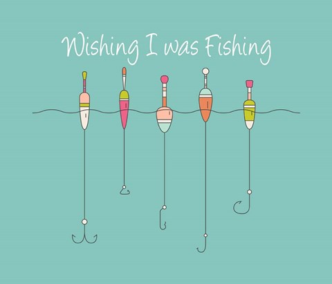Framed Wishing I Was Fishing - Colorful Floats Print