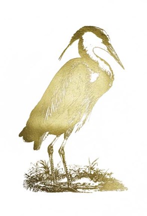 Framed Gold Foil Heron I Print