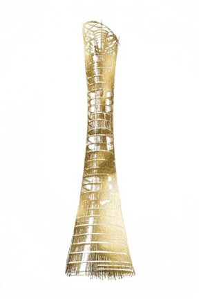 Framed Gold Foil Aspire Tower, Doha Print