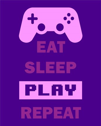 Framed Eat Sleep Game Repeat  - Purple Print