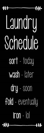 Framed Laundry Schedule  - Black Print