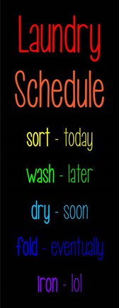 Framed Laundry Schedule  - Rainbow Print