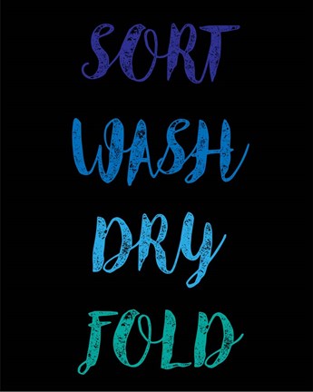 Framed Sort Wash Dry Fold  - Black and Blue Print