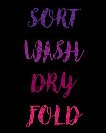 Framed Sort Wash Dry Fold  - Black and Purple Print