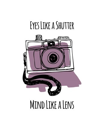 Framed Eyes Like A Shutter Mind Like A Lens Camera Doodle Purple Print