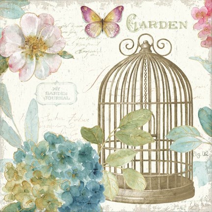 Framed Rainbow Seeds Floral Birdcage III v2 Print