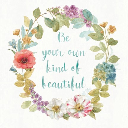 Framed Rainbow Seeds Wreath II Print