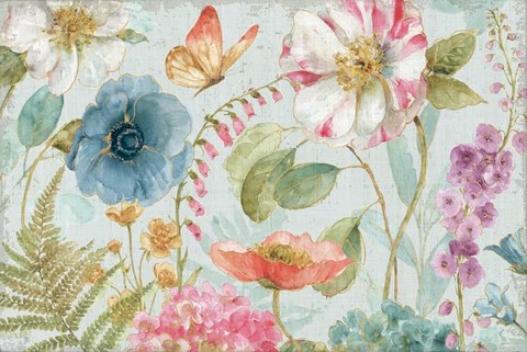 Framed Rainbow Seeds Flowers I Gray Print