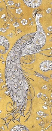 Framed Color my World Ornate Peacock II Gold Print