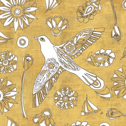 Framed Color my World Nordic Woodcut I Gold Print