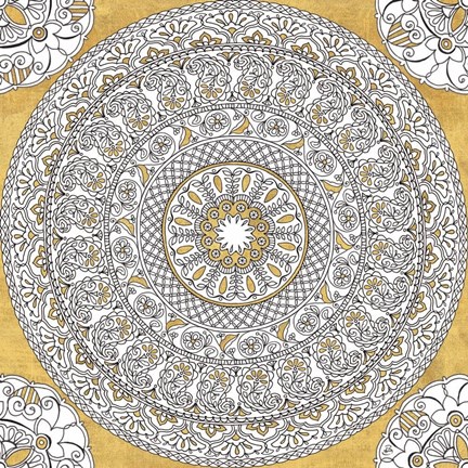 Framed Color My World Mandala I Gold Print
