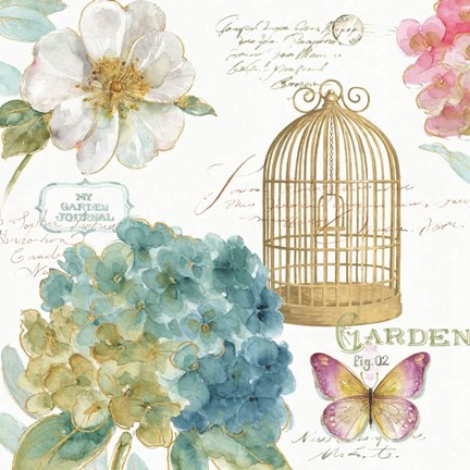 Framed Rainbow Seeds Floral Birdcage III Print