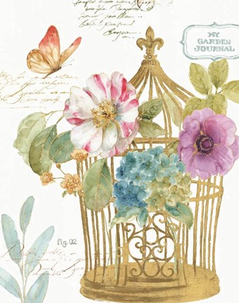 Framed Rainbow Seeds Romantic Birdcage I Print