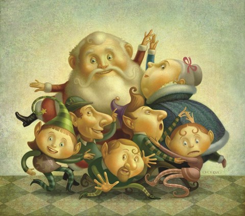 Framed Santa Elf Dance Print