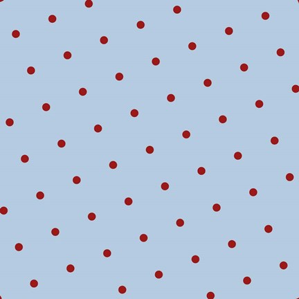 Framed Red Polka Dots on Blue Print