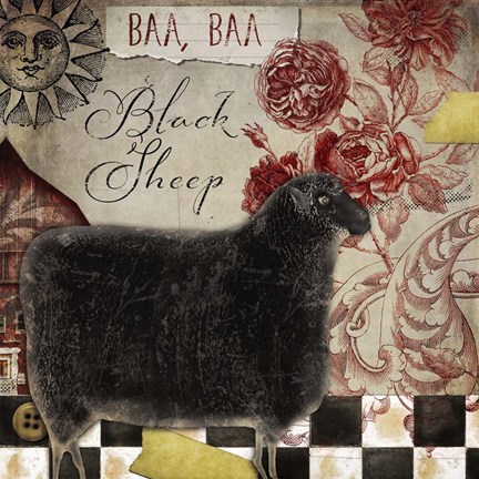 Framed Baa Baa Black Sheep Print