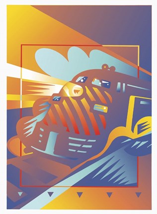 Framed Train West Print