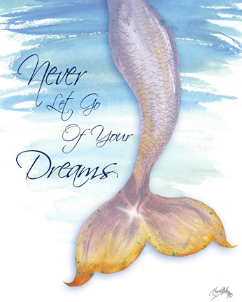 Framed Mermaid Tail II (never let go of dreams) Print