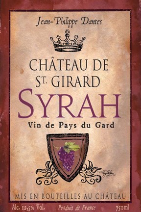 Framed Still Life Wine Label VII Print