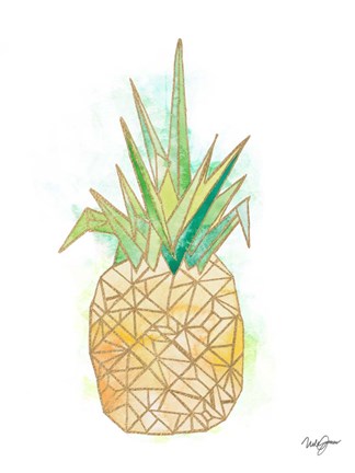 Framed Watercolor Origami Pineapple Print