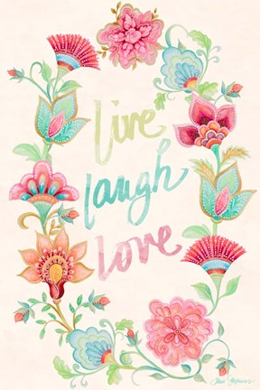 Framed Live Laugh Love Wreath Print
