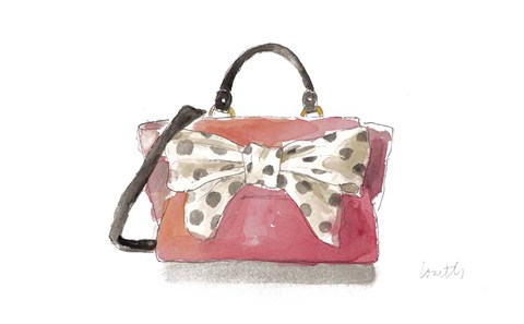 Framed Watercolor Bow Satchel I Print