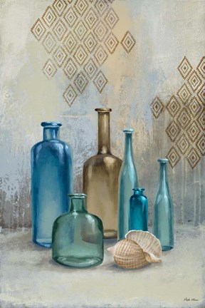 Framed Glass Bottles II Print