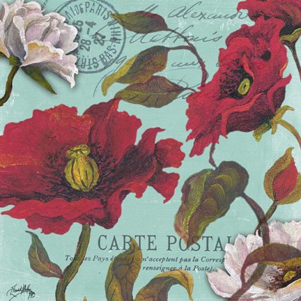 Framed Paris Aqua Flowers I Print