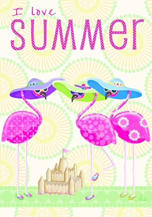 Framed Flamingo Summer II Print