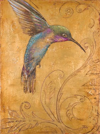 Framed Golden Hummingbird I Print